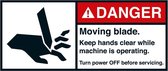 Danger Moving blade sticker, ANSI, 2 per vel 45 x 100 mm