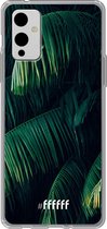 6F hoesje - geschikt voor OnePlus 9 -  Transparant TPU Case - Palm Leaves Dark #ffffff