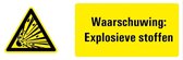 Tekststicker waarschuwing explosieve stoffen, W002 280 x 105 mm