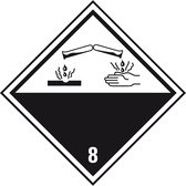 ADR klasse 8 sticker bijtende stoffen, zeewaterbestendig 150 x 150 mm