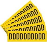 Letter stickers alfabet met laminaat - 5 x 10 stuks - geel zwart teksthoogte 60 mm Letter D