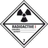 ADR klasse 7 sticker radioactief 1, zeewaterbestendig 100 x 100 mm