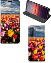 Stand Case Moederdag Cadeau Sony Xperia 5 II Telefoonhoesje met foto Tulpen