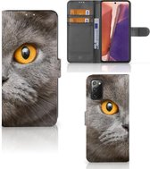 Coque Samsung Galaxy Note 20 magnétique Cuir PU Protection Etui Housse pour British Shorthair