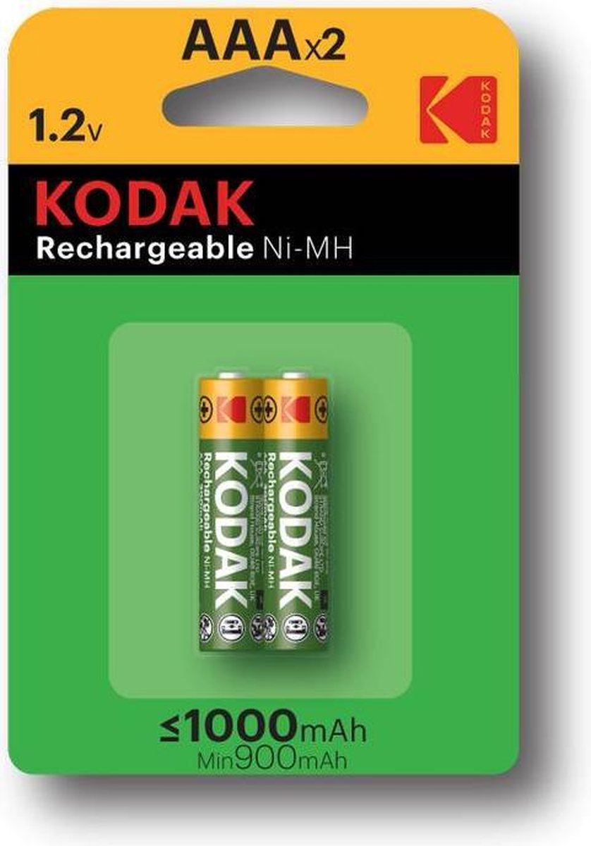 Rechtsaf hoorbaar Salie 2 x AAA oplaadbare krachtige Kodak batterijen - 1000mAh | bol.com