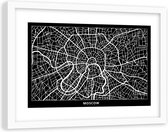Foto in frame , Plattegrond Moscou  , 120x80cm , Zwart wit , wanddecoratie