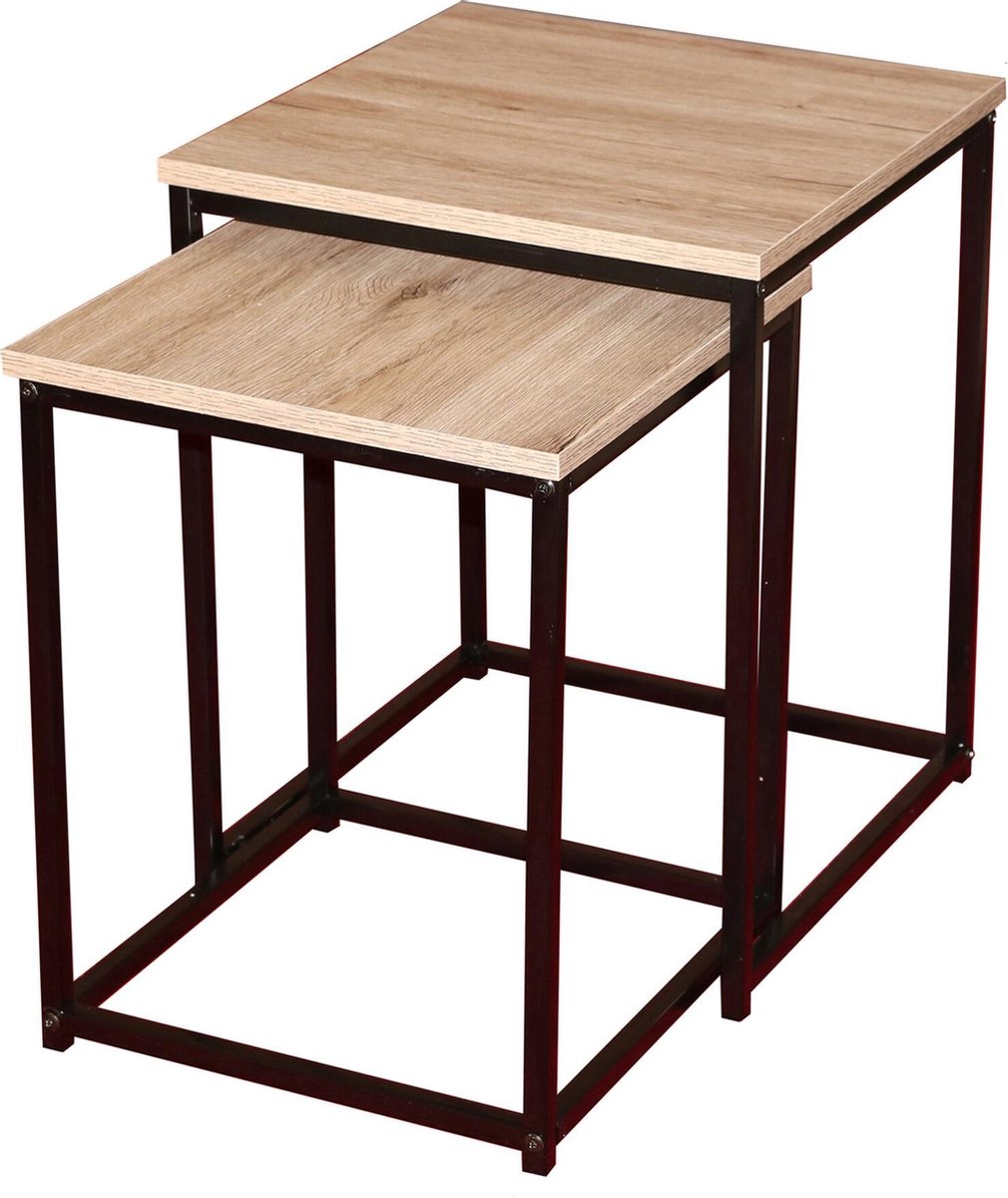 Furinno Metalen frame bijzettafel, ontworpen hout, espresso, 2-pack Furinno Metalen frame bijzettafel, ontworpen hout, espresso, 2-pack