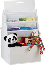 Relaxdays Opbergkast speelgoed met krijtbord - wit - speelgoedkast - boekenkast kinderen