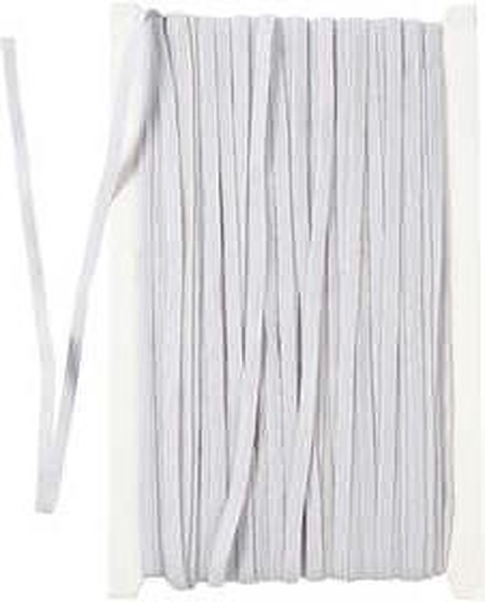 Elastiek, B: 6 mm, wit, 50 m/ 1 rol