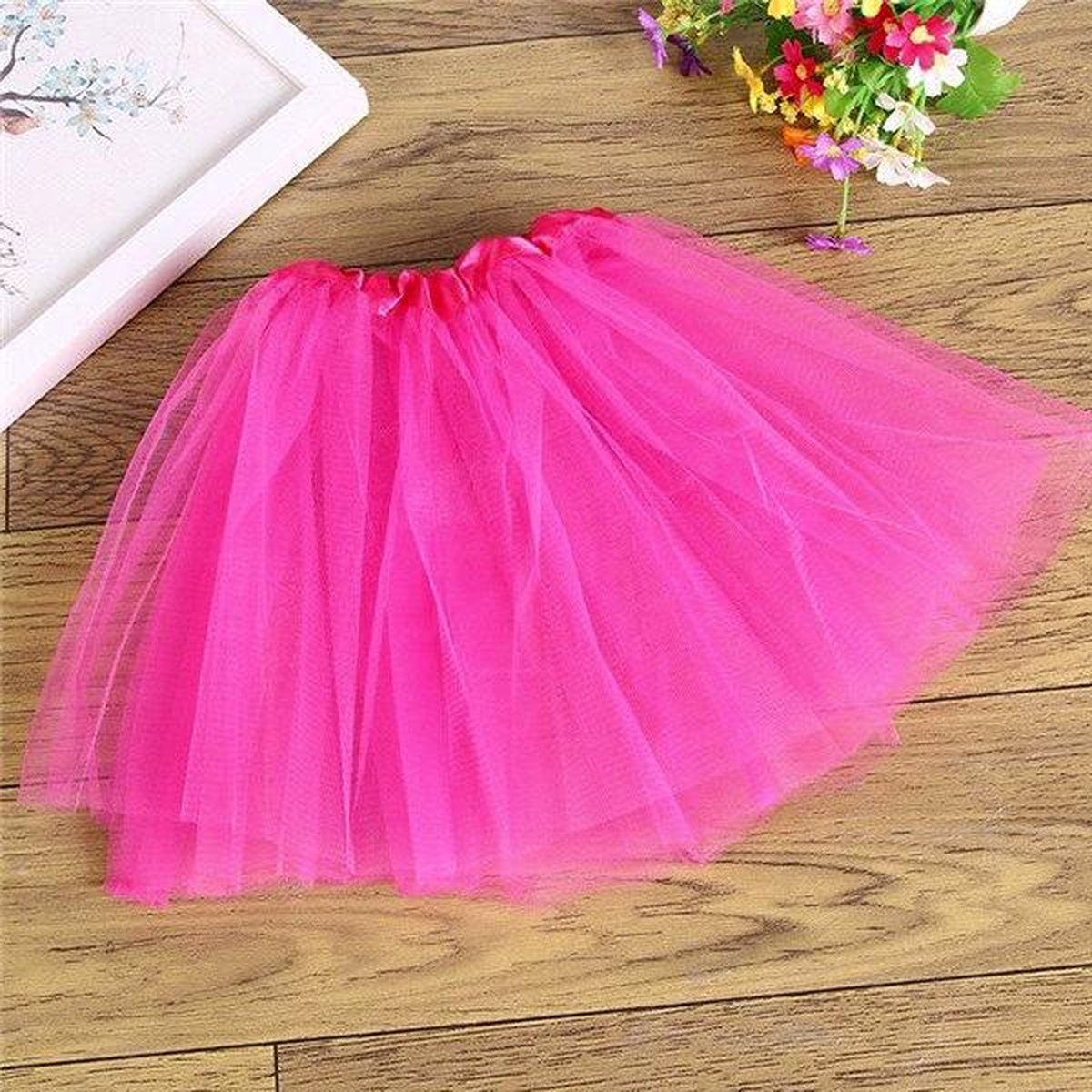 KIMU Tutu Donkerroze Tule Rokje Maat 116 122 128 134 140 Roze Petticoat Rok. bol