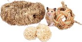 Relaxdays Knaagdier speelgoed set van 5 - hamster benodigdheden - knaag speeltje - muis