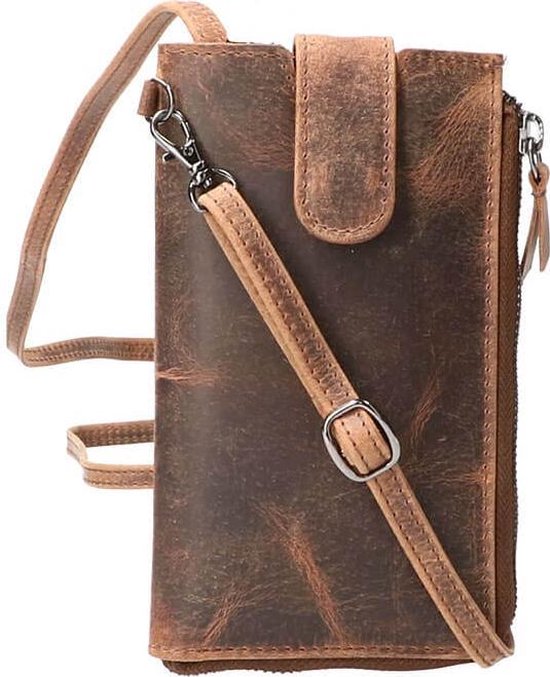 Leather Design Phone Bag Telefoontasje Hunter Bruin