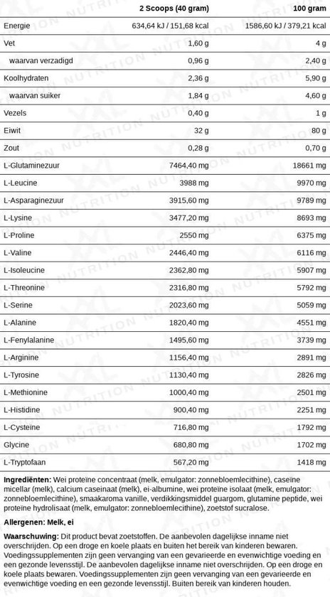 XXL Nutrition All Day Protein - Proteïne Poeder / Proteïne Shake - Vanille 1000 gram