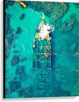 Canvas  - Gezonken Schip in Zee - 75x100cm Foto op Canvas Schilderij (Wanddecoratie op Canvas)