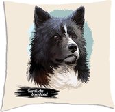 Sierkussen - Karelische Berenhond Met Je Eigen Naam - Wit - 45 Cm X 45 Cm