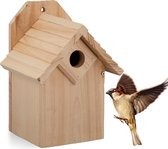 Bol.com Relaxdays vogelhuisje hangend - nestkastje hout - vogelhuis pimpelmees - tuindecoratie aanbieding
