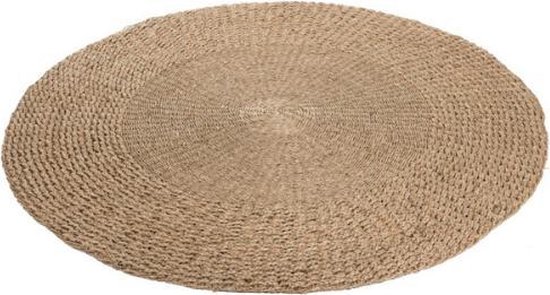 Vloerkleed gevlochten jute print bosgroen rond ø150cm Lounge-Living