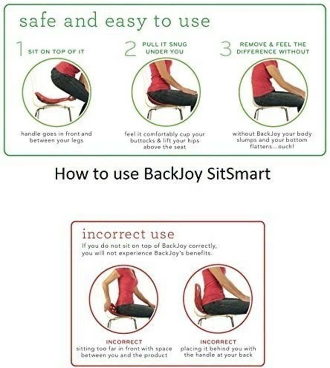 Backjoy SitSmart Posture Plus Rood - Rugsteun Zithouding Bureaustoel Auto - Rugpijn Onderrug - BackJoy