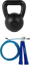 Tunturi - Fitness Set - Springtouw Blauw - Kettlebell 16 kg