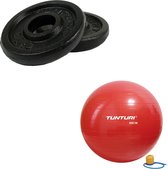 Tunturi - Fitness Set - Halterschijven 2 x 0,5 kg - Gymball Rood 90 cm
