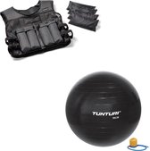 Tunturi - Fitness Set - Gewichtsvest 10 kg - Gymball Zwart 55 cm