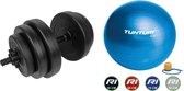 Tunturi - Fitness Set - Vinyl Halterset 15 kg  - Gymball Blauw 75 cm