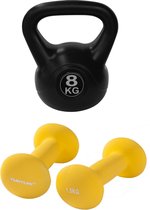Tunturi - Fitness Set - Neopreen Dumbbellset 2 x 1,5 kg - Kettlebell 8 kg