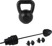 Tunturi - Fitness Set - Vinyl Barbell/Dumbbell Set 50Kg  - Kettlebell 16 kg