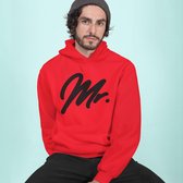 Mr & Mrs Hoodie Premium Red Black (Mr - Maat 4XL) | Koppel Cadeau | Valentijn Cadeautje voor hem & haar