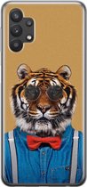 Samsung Galaxy A32 5G hoesje siliconen - Tijger hipster - Soft Case Telefoonhoesje - Print / Illustratie - Bruin