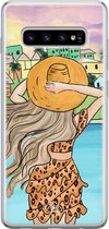 Samsung S10 hoesje siliconen - Sunset girl | Samsung Galaxy S10 case | multi | TPU backcover transparant