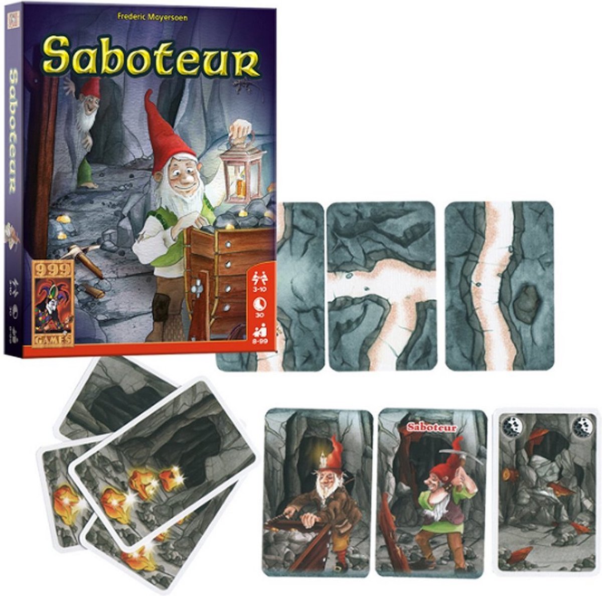 999 Games - Saboteur - Kaartspel - Snel uitgelegd, snel gespeeld - Saboteer je tegenstanders - Familiespel - Gezelschapsspel - Klein cadeautje