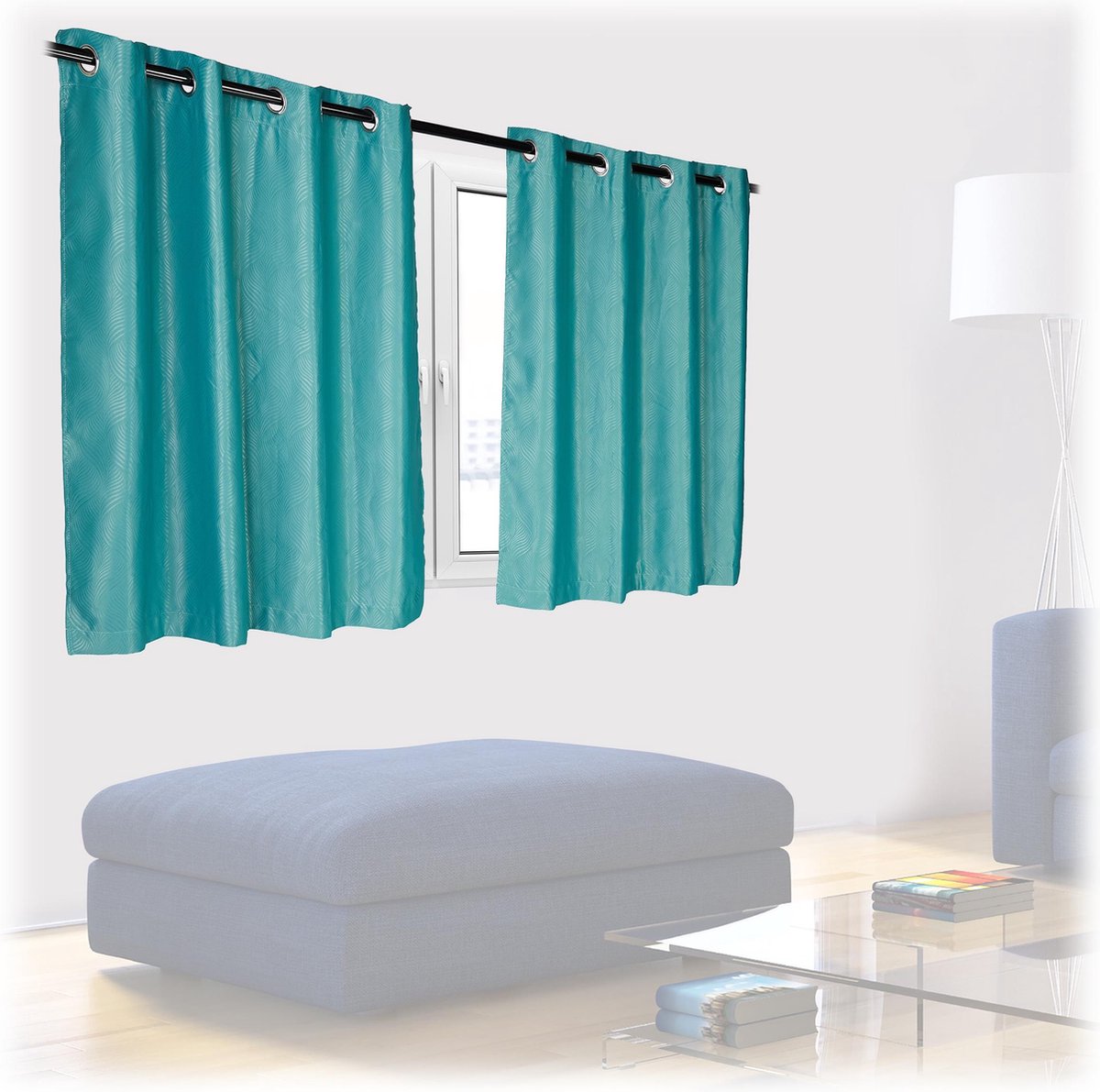 Relaxdays verduisterende gordijnen - groen set van 2 - overgordijn - slaapkamergordijn - 120x135cm