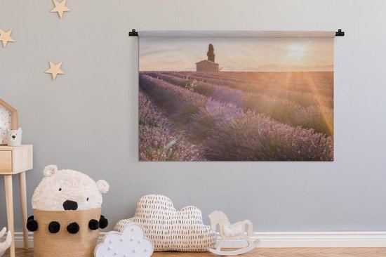 Tapisserie De lavande - Lever de soleil sur un champ de lavande Tapisserie coton 120x80 cm - Tapisserie avec photo