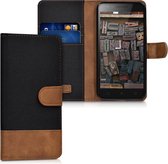 kwmobile telefoonhoesje voor Lenovo C2 (5") - Hoesje met pasjeshouder in zwart / bruin - Case met portemonnee