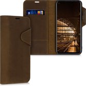 kalibri telefoonhoesje voor Huawei P40 Lite - Hoesje met pasjeshouder en standaard - bruin - Wallet case