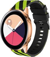 Siliconen Smartwatch bandje - Geschikt voor  Samsung Galaxy Watch Active gestreept siliconen bandje - zwart/geel - Horlogeband / Polsband / Armband