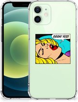 Anti Shock Bumper Case iPhone 12 Mini Smartphone hoesje met doorzichtige rand Popart Oh Yes