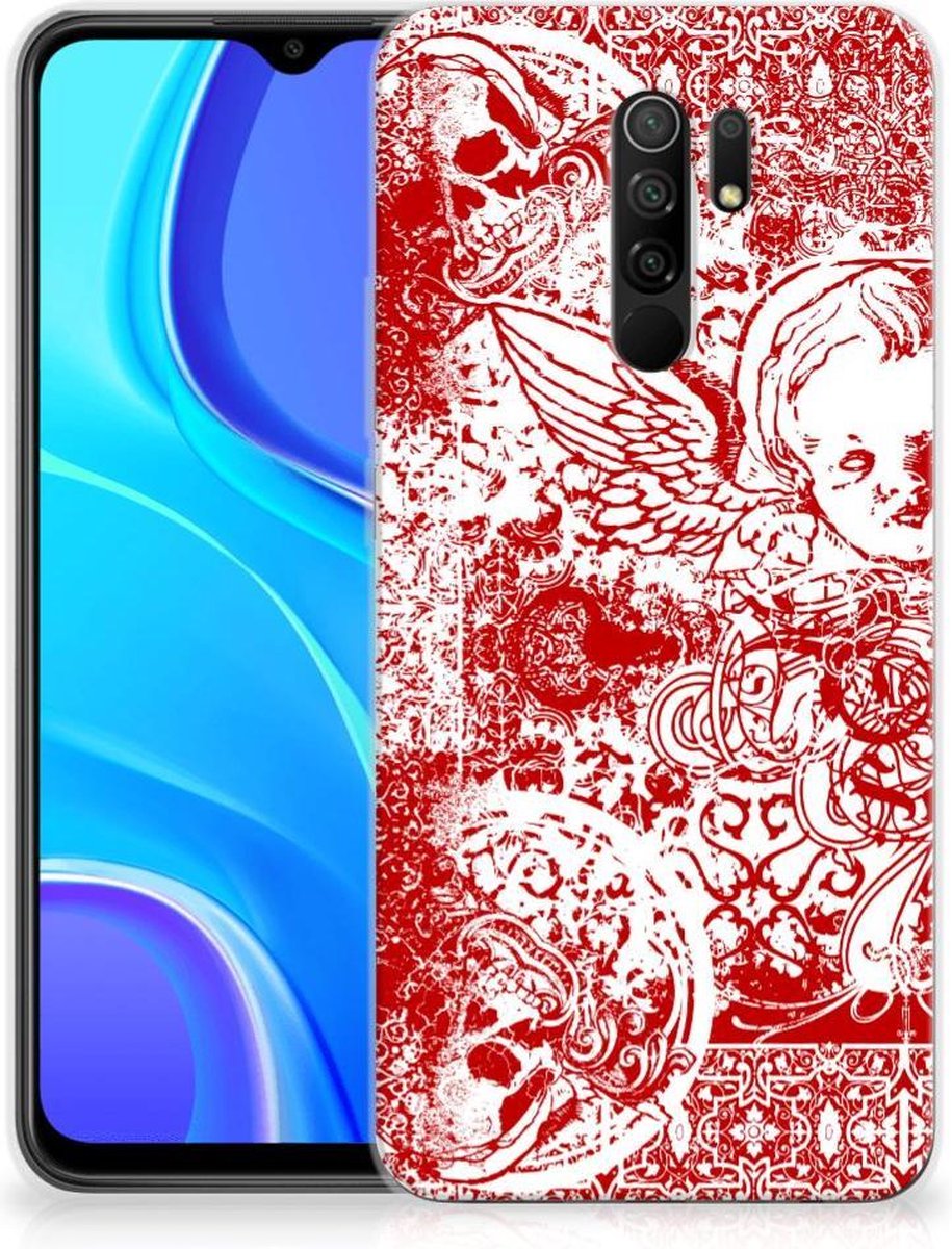 Silicone Back Case Xiaomi Redmi 9 Angel Skull Rood