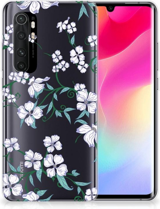 Bumper Housse Etui pour Xiaomi Mi Note 10 Lite Coque Téléphone Fleur Blanche