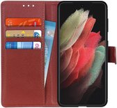 Samsung Galaxy S21 Ultra Hoesje met Pasjes Book Case Kunstleer Bruin
