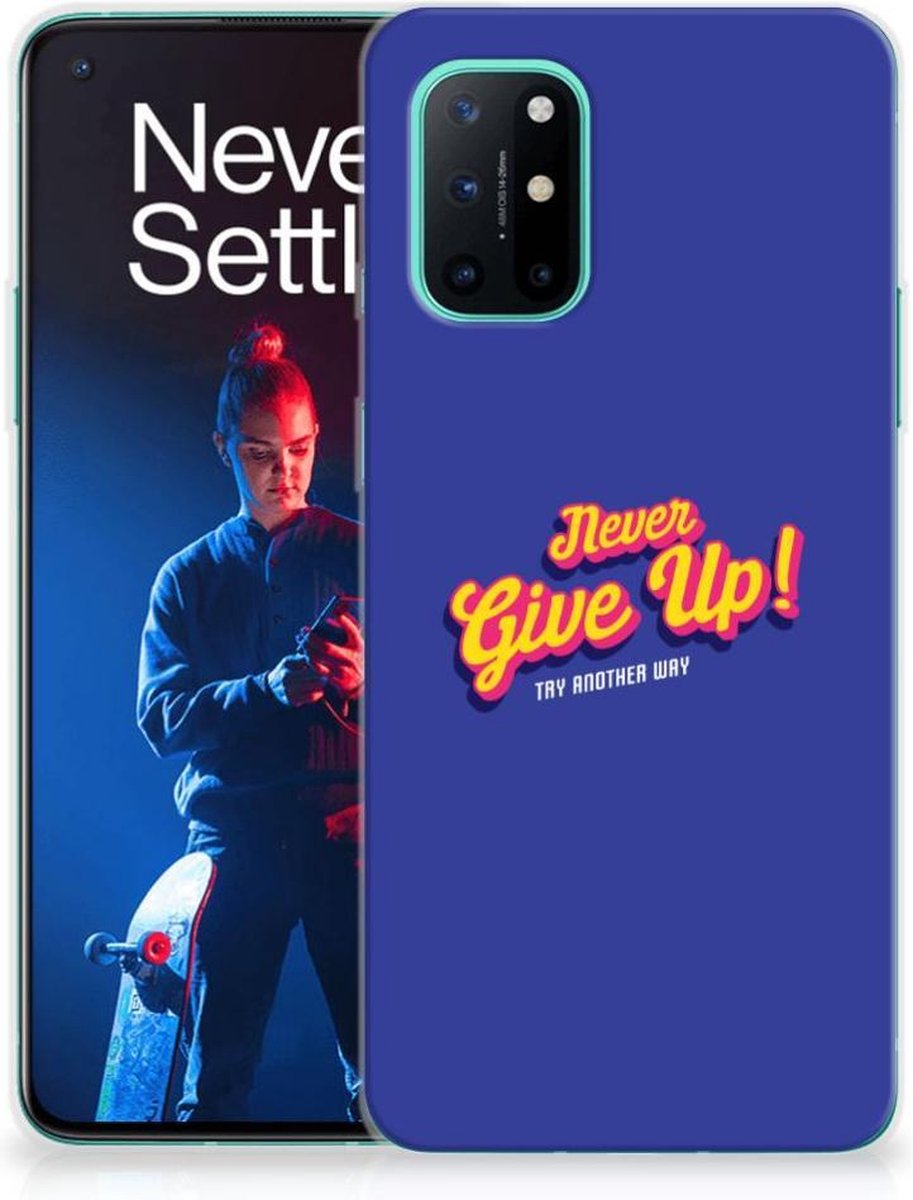 OnePlus 8T Siliconen hoesje met naam Never Give Up