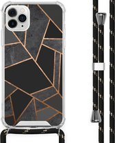 iMoshion Design hoesje met koord voor de iPhone 11 Pro Max - Grafisch Koper - Zwart / Goud