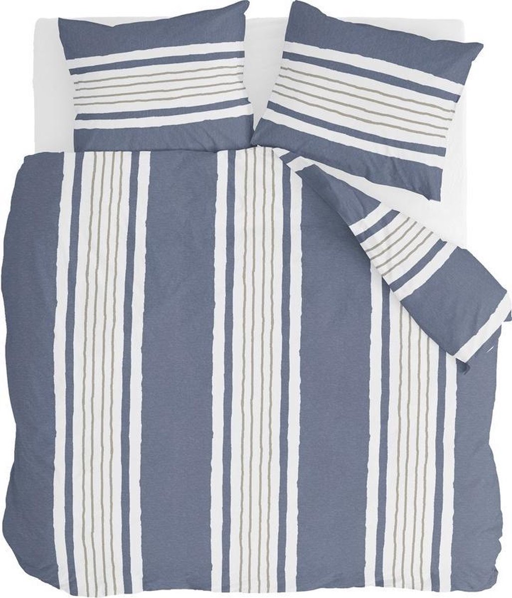 Walra Dekbedovertrek Remade Painted Stripes - 240x220 - 100% katoen - Jeans Blauw
