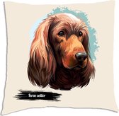 Sierkussen - Ierse Setter Met Je Eigen Naam - Wit - 45 Cm X 45 Cm