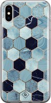 iPhone XS Max hoesje siliconen - Blue cubes | Apple iPhone Xs Max case | TPU backcover transparant