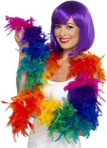 Regenboog gekleurde boa 190 cm - Verkleed boa voor Gay pride feest thema