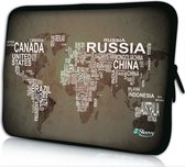 Sleevy 10 laptop/tablet hoes wereldkaart en namen - tablet sleeve - sleeve - universeel