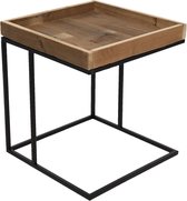 Clayre & Eef Table d'appoint 40x40x45 cm Noir Fer Bois Carré