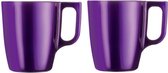 Set van 6x stuks koffiekopjes/bekers paars 320 ml - Koffie/thee kopjes van keramiek